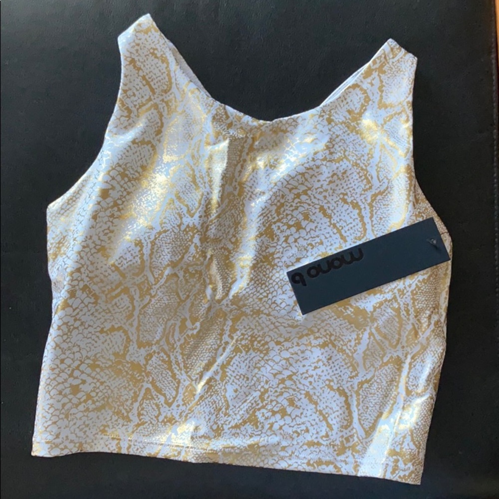 Mono B yoga top and pants gold snakeskin on white